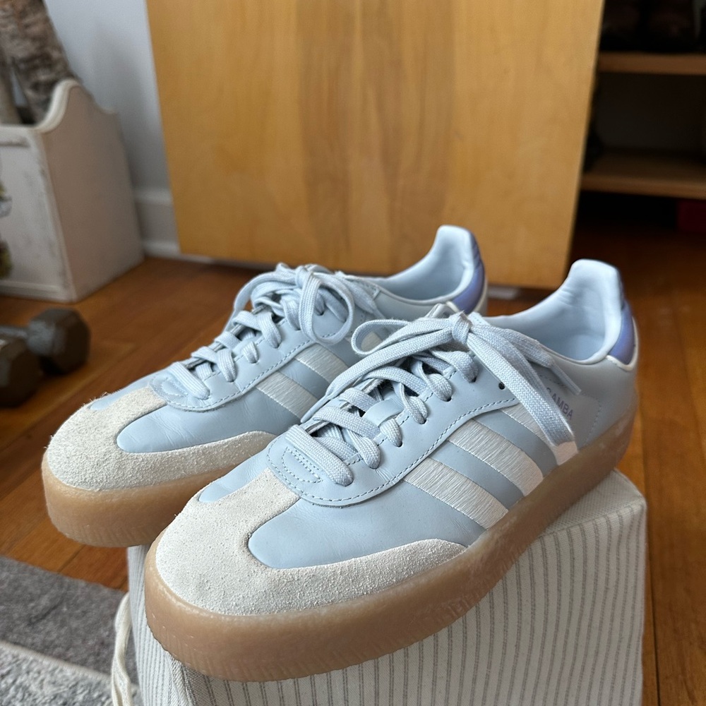 adidas Light Blue and Gum Platform Sneakers